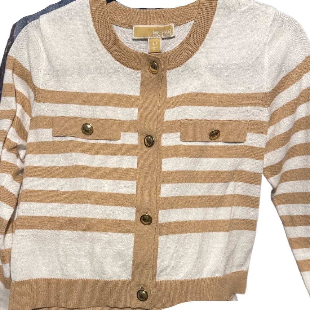Michael Kors button cardigan, Beige and White petite s - Picture 4 of 8